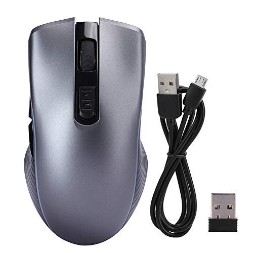 Zunate Drahtlose Maus, 2.4G USB Computer Mute Game Mouse, 1000/1600/2400 Einstellbare DPI-Maus, mit Micro Receiver Plug and Play, für Computer Laptop PC (Spacegrau [Dual-Modus] 2.4G+Bluetooth) von Zunate