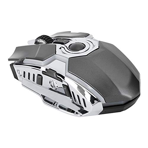 Zunate Drahtlose Maus, 7 Tasten 2.4G USB-Gaming-Maus Mechanisch Einstellbare RGB-Leuchten DREI-Gang-DPI-Maus für Win7/8/10/iOS/XP/Vista (Eisengrau) von Zunate