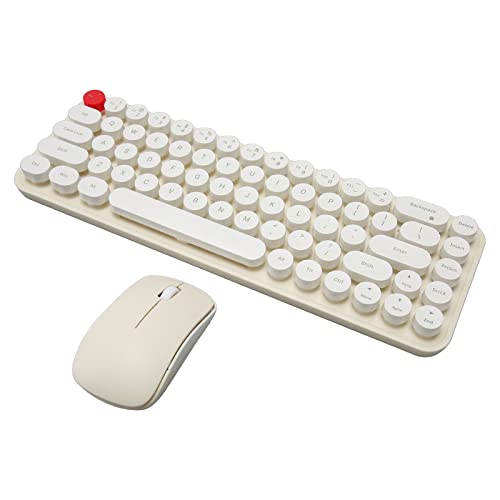 Zunate Drahtlose Tastatur-Maus-Kombination, 2,4 GHz 68 Tasten Retro-Schreibmaschinentastatur und Einstellbare DPI-optische Maus, für Laptop, Desktop, PC, Computer von Zunate