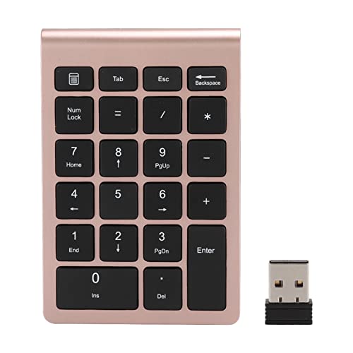 Zunate Drahtlose Zehnertastatur, Digital Numpad 22 Tasten Ergonomische Ziffernblock-Tastatur mit 2,4-G-USB-Empfänger für Laptop/PC/Desktop (Roségold) von Zunate