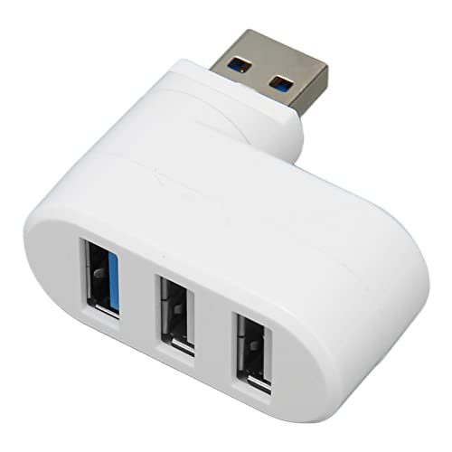 Zunate Drehbarer USB Hub mit 3 Anschlüssen, Plug and Play, Unterstützt Hot Swap, um 180 Grad und 90 Grad Drehbar für Desktop PCs (Weiss) von Zunate