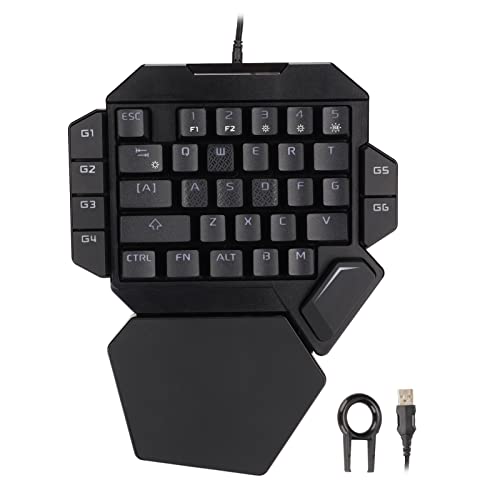 Zunate Einhand-Gaming-Tastatur, Gaming-Tastatur mit RGB-Hintergrundbeleuchtung, 35 Tasten, Präzise, ​​Sensible Steuerung, 6 Programmierbare Tasten, Ergonomisches Design, Halbe Tastatur für PC-Gamer von Zunate