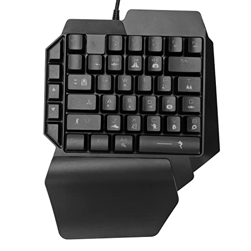 Zunate Einhand-Gaming-Tastatur, Tragbare -Gaming-Tastatur mit RGB-Hintergrundbeleuchtung, Handballenauflage und Unabhängiger M-Taste Mechanische Gaming-Tastatur für PUBG, für von Zunate