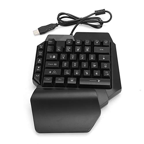 Zunate Einhand-Gaming-Tastatur, USB-Kabel-Hintergrundbeleuchtung Einhand-E-Sports-Spiel Mechanische Tastatur mit Auffälliger Beleuchtung, 39 Tasten für Desktop-Notebook-Tablet-Telefon von Zunate