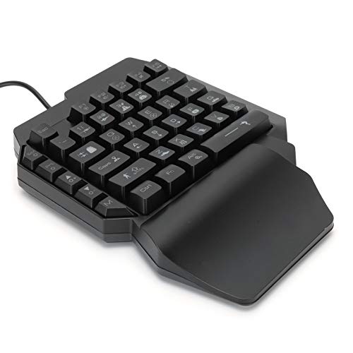 Zunate Einhand-Gaming-Tastatur, USB-kabelgebundene LED 7-Farben-RGB-Hintergrundbeleuchtung Ergonomische Einhand-E-Sports-Spieletastatur 39 Tasten Layout für Desktop-PC-Spielerkonsole (F6-Tastatur) von Zunate