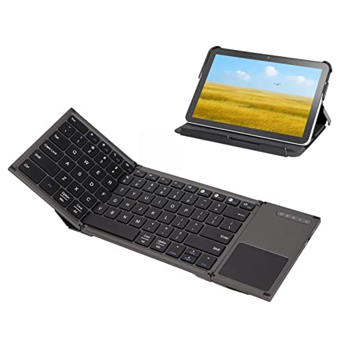 Zunate Faltbare Bluetooth-Tastatur, 78 Tasten, Ultradünne Kabellose Tastatur mit Touchpad, für Android, Windows, PC, Tablet, mit Wiederaufladbarem Lithium-Akku von Zunate