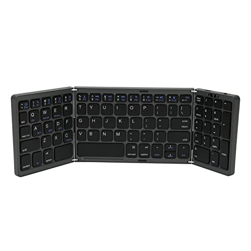 Zunate Faltbare Bluetooth-Tastatur, Dreifach Faltbare Tragbare Kabellose Tastatur mit Zifferntaste, Wiederaufladbare Kabellose Tastatur für Laptop, Tablet, Smartphone von Zunate