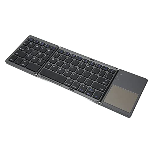 Zunate Faltbare Bluetooth-Tastatur, Kabellose 63-Tasten-Tastatur mit Touchpad, Integrierter 140-mAh-Lithium-Akku, für IOS-Windows-Android-Tablets von Zunate