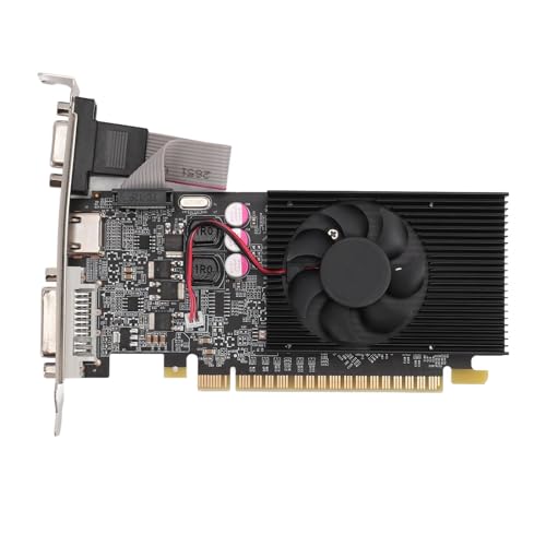 Zunate GT710 2 GB DDR3 64-Bit-Grafikkarte, 1200 MHz-Grafikkarte mit Lüfter, PCI Express 2.0 16X-Steckplatz, HDMI, DVI, VGA, für Windows 10 11, Unterstützt DirectX 11 von Zunate