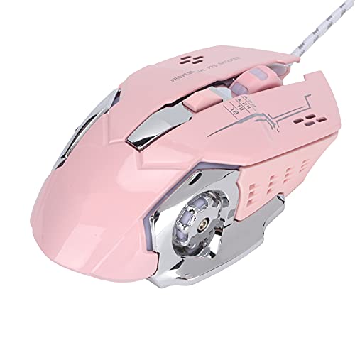 Zunate Gaming-Maus, Kabelgebundene, Ergonomische Gaming-Mäuse mit 6 Programmierbaren Tasten, RGB-Leuchthintergrundbeleuchtung und Einstellbaren 3200 DPI für Windows-PC-Spieler (Rosa) von Zunate