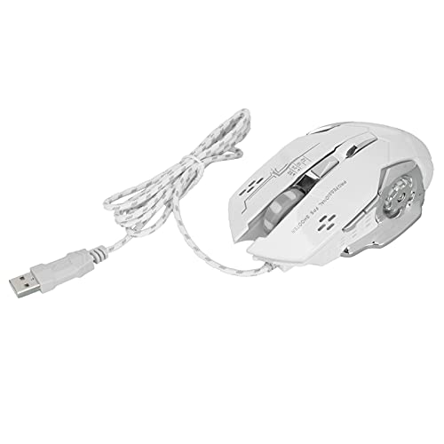 Zunate Gaming-Maus, Kabelgebundene, Ergonomische Gaming-Mäuse mit 6 Programmierbaren Tasten, RGB-Leuchthintergrundbeleuchtung und Einstellbaren 3200 DPI für Windows-PC-Spieler (Weiss) von Zunate