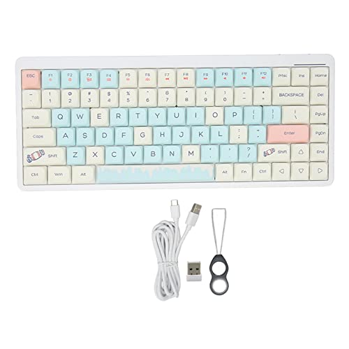 Zunate Gaming-Tastatur, 84 Tasten, RGB-Hintergrundbeleuchtung, Mechanische Gaming-Tastatur, 2,4 G BT5.0 Typ C 3-Modus, PBT-Tastenkappen, Mechanischer Roter Schalter, für Win, für OS X, (Gelbgrün) von Zunate