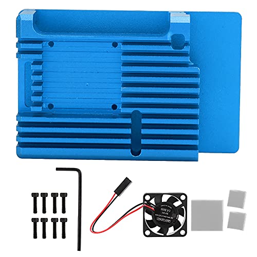 Zunate Gehäuse für 4, Schutzgehäuse aus Aluminiumlegierung mit Entlüftungsventilator DC5V (Blau) von Zunate