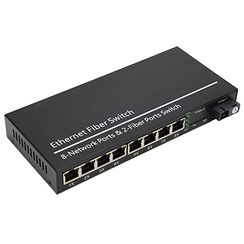 Zunate Gigabit Ethernet Switch, 9 Ports 10 100 1000 M, Single Fiber Single Mode Tx1310 Nm, Plug and Play, LED Anzeige, Metallgehäuse, IEEE 802.3i 802.3u 802.3ab 802.3z, SFP RJ45 Ports von Zunate