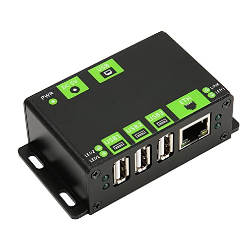 Zunate Industrieller USB-HUB, 3 USB 2.0-Anschlüsse 100M Netzwerk-Port-Erweiterungs-Hub-Adapter mit ESD-Schutz, für Linux, für Windows 11 10 8.1 8 7 XP von Zunate