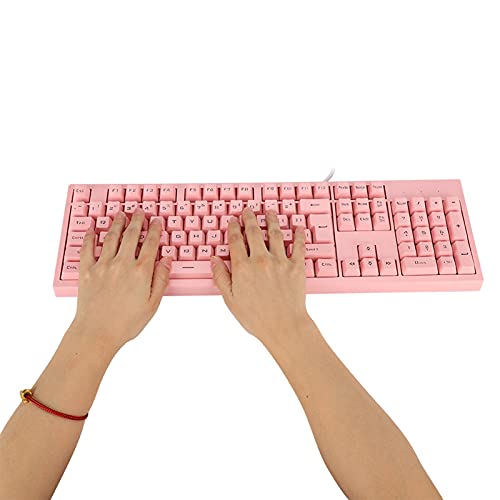 Zunate Kabelgebundene Gaming-Tastatur, Ergonomische USB-E-Sport-Tastaturschreibmaschine mit PBT-Tastenkappen und Hintergrundbeleuchtung, 104 Tasten für PC-Home-Office-Spieler (Rosa) von Zunate