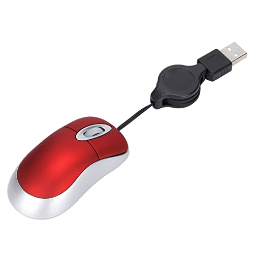 Zunate Kabelgebundene Maus, Tragbare Optische Auflösung von 1600 DPI, 3-Wege-Rad, Ergonomisches Tragbares USB-Kabel mit Einziehbarem Kabel Computer Optische USB-Mäuse von Zunate