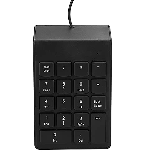 Zunate Kabelgebundene Tastatur, 18-Tasten-Stummschaltung Zifferntastatur USB -Kabel-Digital-Tastatur für Unterwegs, Business für Laptops, PC, Notebook usw. (Schwarz LR063682) von Zunate