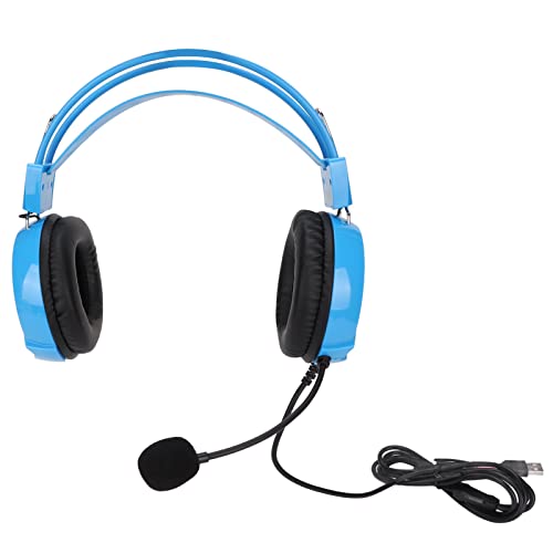 Zunate Kabelgebundenes Gaming-Headset mit Kraftvollem Sound, Anpassbarem, Komfortablem Design, Umfassender Kompatibilität, Omnidirektionalem Mikrofon, Schwanenhals-Strohhalm (Blau) von Zunate
