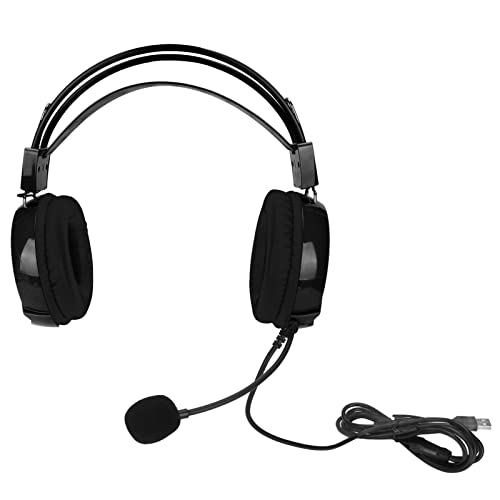 Zunate Kabelgebundenes Gaming-Headset mit Kraftvollem Sound, Anpassbarem, Komfortablem Design, Umfassender Kompatibilität, Omnidirektionalem Mikrofon, Schwanenhals-Strohhalm (Schwarz) von Zunate