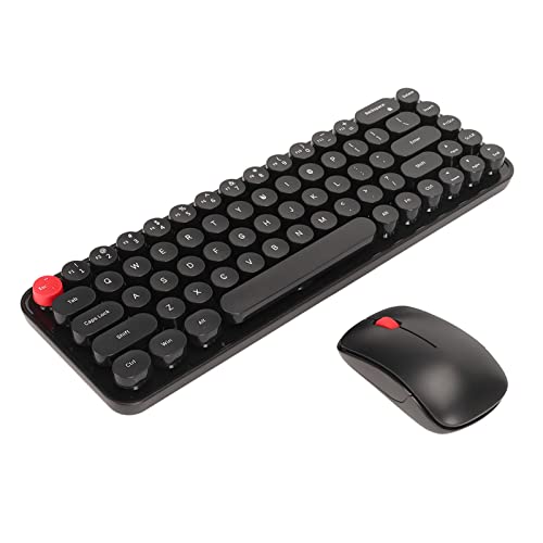 Zunate Kabellose Tastatur-Maus-Kombination, 2,4 GHz Retro-Schreibmaschinen-Kompakttastatur, 68-Tasten-Tastatur- und Maus-Kombination für Computer, PC, Desktop, Laptop (Schwarz) von Zunate
