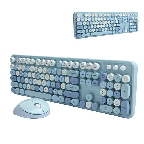 Zunate Kabellose Tastatur Mechanisches Tastatur-Maus-Set für Desktop-Computer für Pc (Blaue Mischfarbe) von Zunate