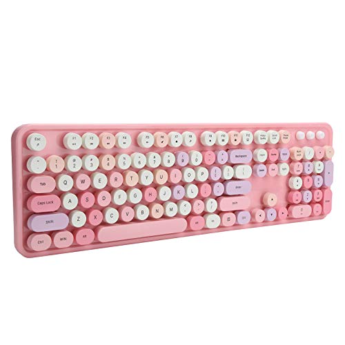 Zunate Kabellose Tastatur Mechanisches Tastatur-Maus-Set für Desktop-Computer für Pc (Rosa Thema) von Zunate