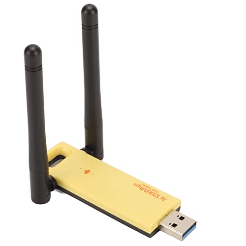 Zunate Kabelloser USB-WLAN-Adapter, 2,4-GHz-5-GHz-Dualband-WLAN-Adapter für PC-Laptops, USB-WLAN-Karte mit 2 3-dBi-High-Gain-Antennen, USB-Computer-Netzwerkadapter von Zunate