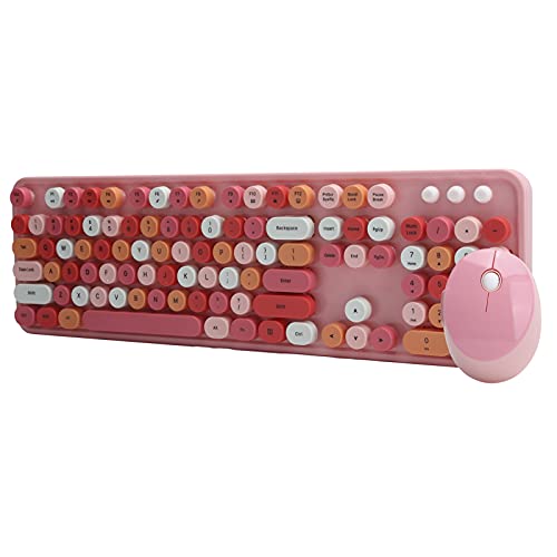 Zunate Kabelloses Tastatur-Maus-Set, Kabellose Tastatur-Maus-Kombination mit Multimedia-Funktion 104-Tasten-Tastatur in Voller Größe für PC Desktop Computer Laptop (Rosa) von Zunate