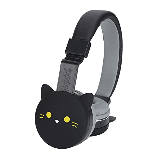 Zunate Kinder Kopfhörer, Niedliche Tiere Stil Kinder Drahtlose Kopfhörer Gaming Headset mit Mikrofon Geeignet für Handys Tablets PC-Laptops(Kleine Schwarze Katze) von Zunate