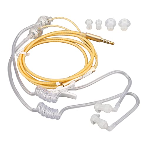 Zunate LC049 Binaurale In-Ear-Luftkanal-Kopfhörer 3,5-mm-Audio-Anti-Strahlungs-Headset, Luftschlauch-Ohrhörer Strahlungsfreie Rauschunterdrückungs-Kopfhörer für Laptop-Tablet(Orange) von Zunate