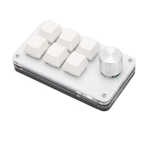 Zunate Mechanische Einhand Tastatur mit 6 Tasten, Kabelgebundene Programmierbare Makro Tastatur mit Knopf, Benutzerdefinierte Programmierung Aller Tastenfunktionen für Windows Tastatur (Weiss) von Zunate