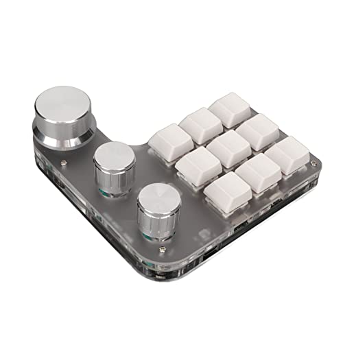 Zunate Mechanische Einhand Tastatur mit 9 Tasten, Programmierbare Makro Tastatur mit 3 Knöpfen und RGB Licht, Benutzerdefinierte Programmierung Aller Tastenfunktionen für Windows Tastatur (Weiss) von Zunate