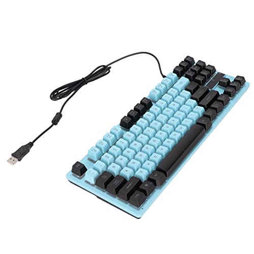 Zunate Mechanische Gaming-Tastatur, Gaming-Tastatur mit RGB-LED-Hintergrundbeleuchtung, Kabelgebundene Ergonomische Computertastatur mit 87 Tasten, für PC-Spieler-Desktop-Laptop (Blau Schwarz) von Zunate