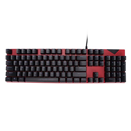 Zunate Mechanische Gaming-Tastatur, USB Wired Ergonomische E-Sport Red Switch Tastatur Schreibmaschine mit Hintergrundbeleuchtung, 104 Tasten, FN+ Multimediatasten, Plug and Play für PC (Rot) von Zunate