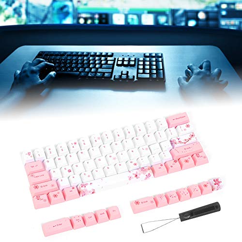 Zunate Mechanische Tastatur Universelle Tastenkappe, Niedliche Muster DIY-Tastenkappen Raum in Voller Größe + ESC + Eingabetaste + Zifferntaste Tastenkappe für Mechanische Tastaturen (6064 Sakura) von Zunate