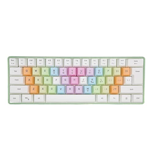 Zunate Mechanische Tastatur mit 61 Tasten, RGB Hintergrundbeleuchtung, Bunte Tastenkappen, Kabel, Gaming Büroarbeit, Kompaktes Design, 9 RGB Modi (Weiß) von Zunate