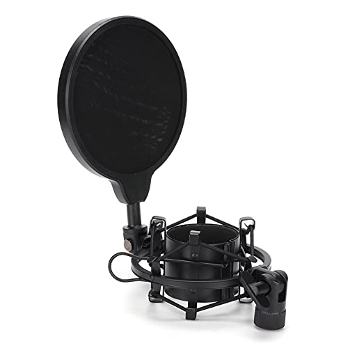 Zunate Mikrofon-Stoßdämpferhalterung mit Pop-Filter, Anti-Vibrations-Mikrofonhalter Blowout-Verhinderung Doppelmaschennetz für Aufnahmestudios Bühnen Chatrooms von Zunate