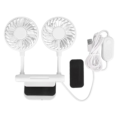 Zunate Monitorlüfter, USB-betriebener PC-Tischventilator, 3 Geschwindigkeiten, Leiser Lüfter mit 2 Köpfen, Clip, 2 M USB-Kabel, für Büro-Laptops, Desktop-PC (Weiss) von Zunate