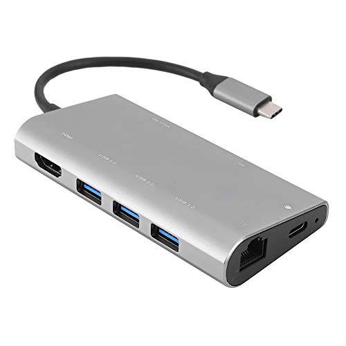 Zunate Multifunktionale USB-Dockingstation, Typ C Hub zu 4K HDMI, 3 * USB3.0, Speicherkarte Lesen, RJ45 Gigabit Ethernet, USB-C PD, für Laptop, Mobiltelefon, Digitalkamera von Zunate