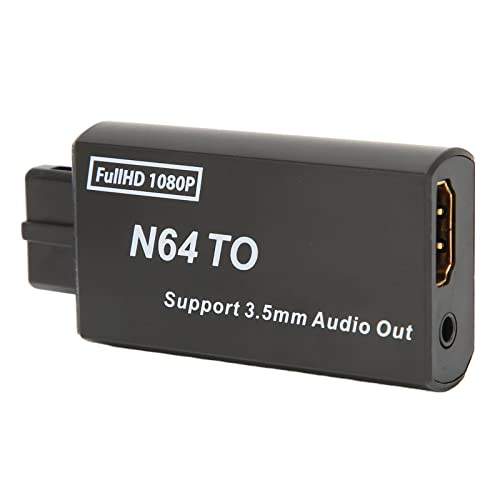 Zunate N64 zu HDMI Konverter 1080p, N64 Spielekonsole Videosignal zu HDMI Signaladapter Unterstützt PAL NTSC mit 3,5 Mm Schnittstelle, Angezeigt auf HD TV Moniter von Zunate