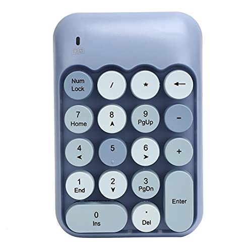 Zunate Numerische Tastatur, 2,4 G Drahtlose Mechanische Nummernblöcke 18 Tasten Tragbare Zahlentastatur für die Finanzbuchhaltung, Retro-Farbtastatur, für Laptop, PC, Desktop(Blau) von Zunate