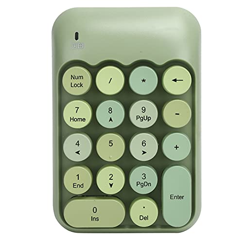 Zunate Numerische Tastatur, 2,4 G Drahtlose Mechanische Nummernblöcke 18 Tasten Tragbare Zahlentastatur für die Finanzbuchhaltung, Retro-Farbtastatur, für Laptop, PC, Desktop(Grün) von Zunate