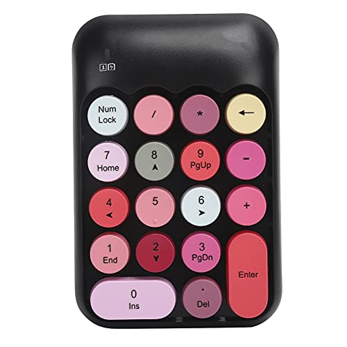 Zunate Numerische Tastatur, 2,4 G Drahtlose Mechanische Nummernblöcke 18 Tasten Tragbare Zahlentastatur für die Finanzbuchhaltung, Retro-Farbtastatur, für Laptop, PC, Desktop(Schwarz Mehrfarbig) von Zunate