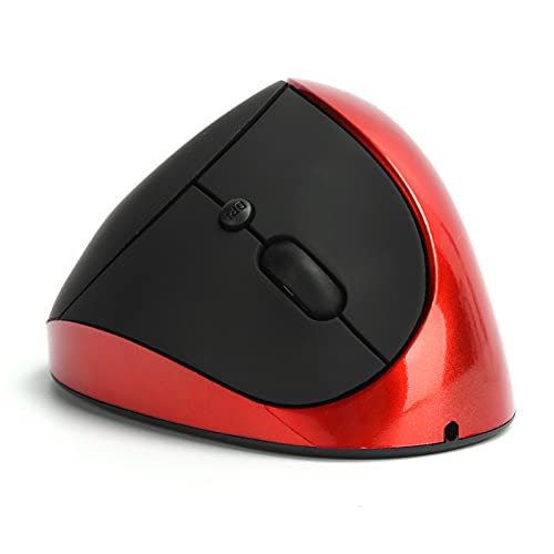 Zunate Optische Vertikale Maus, 2,4-GHz-Funk- und USB-Empfang, 800/1200/1600 DPI Einstellbar, 6 Tasten, Ergonomische Rechtshändige Computer-Gaming-Maus-Mäuse für das Home Office (Rot) von Zunate