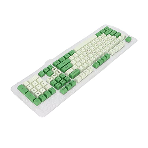 Zunate PBT-Tastenkappen, 108 Tasten, Matcha-Grün-Thema, Tastatur-Tastenkappen, OEM-Höhe, Undurchsichtig, Sublimation, für Mechanische Tastaturen mit 61/87/104/108 Tasten von Zunate
