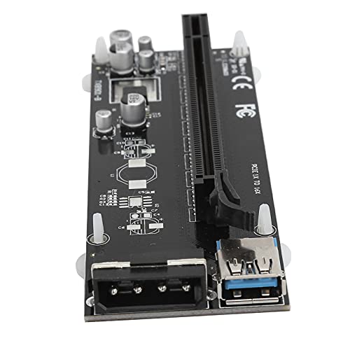 Zunate PCI-E 1X zu 16X Riser Karte, GPU Riser Adapterkarte mit 0,6m USB Verlängerungskabel, 15pin auf 4pin SATA Kabel, für Grafikkarte von Zunate