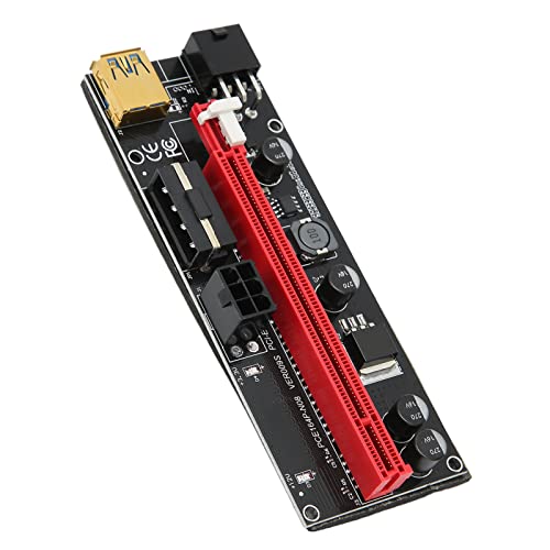 Zunate PCI-E Riser Adapterkarte, GPU Riser Adapter Grafikkartenerweiterung,1X Bis 16X 4 FP Kondensatorerweiterung Ethereum ETH Mining Powered Riser Adapterkarte, Maximale 16A Leistung, USB 3.0 Kabel von Zunate