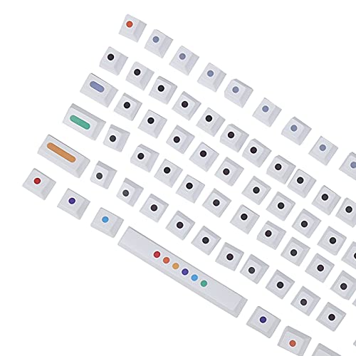 Zunate Pudding-Tastenkappen, PBT-Tastenkappen-Set für Mechanische DIY-Tastaturen, Minimalistische Punkt-Tastenkappe, 128-Tasten-Set, Kompatibel mit 61/64/68/87/96/104/108-Tastatur(Weiß) von Zunate