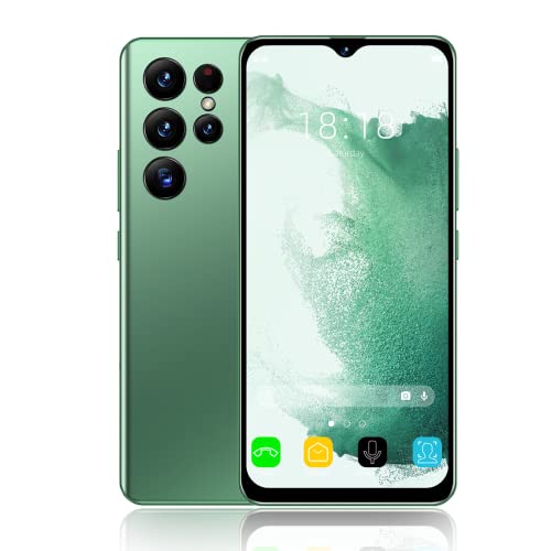 Zunate S22 Ultra 7,3-Zoll-HD-Bildschirm-Smartphone mit Gesichtserkennung, Dual-Karte, Dual-Standby, 3,5-mm-Kopfhöreranschluss, Maximale Unterstützung für Erweiterungen 128 GB, Grün(Grün) von Zunate
